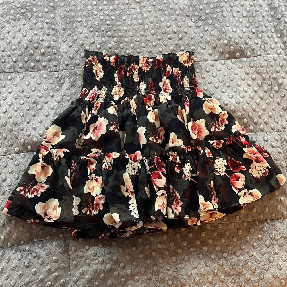 Black floral skirt